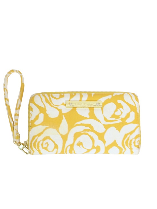 Betsey Johnson Handbags - Betsey Johnson Yellow Cream Floral Zip Around Wristlet Clutch Wallet